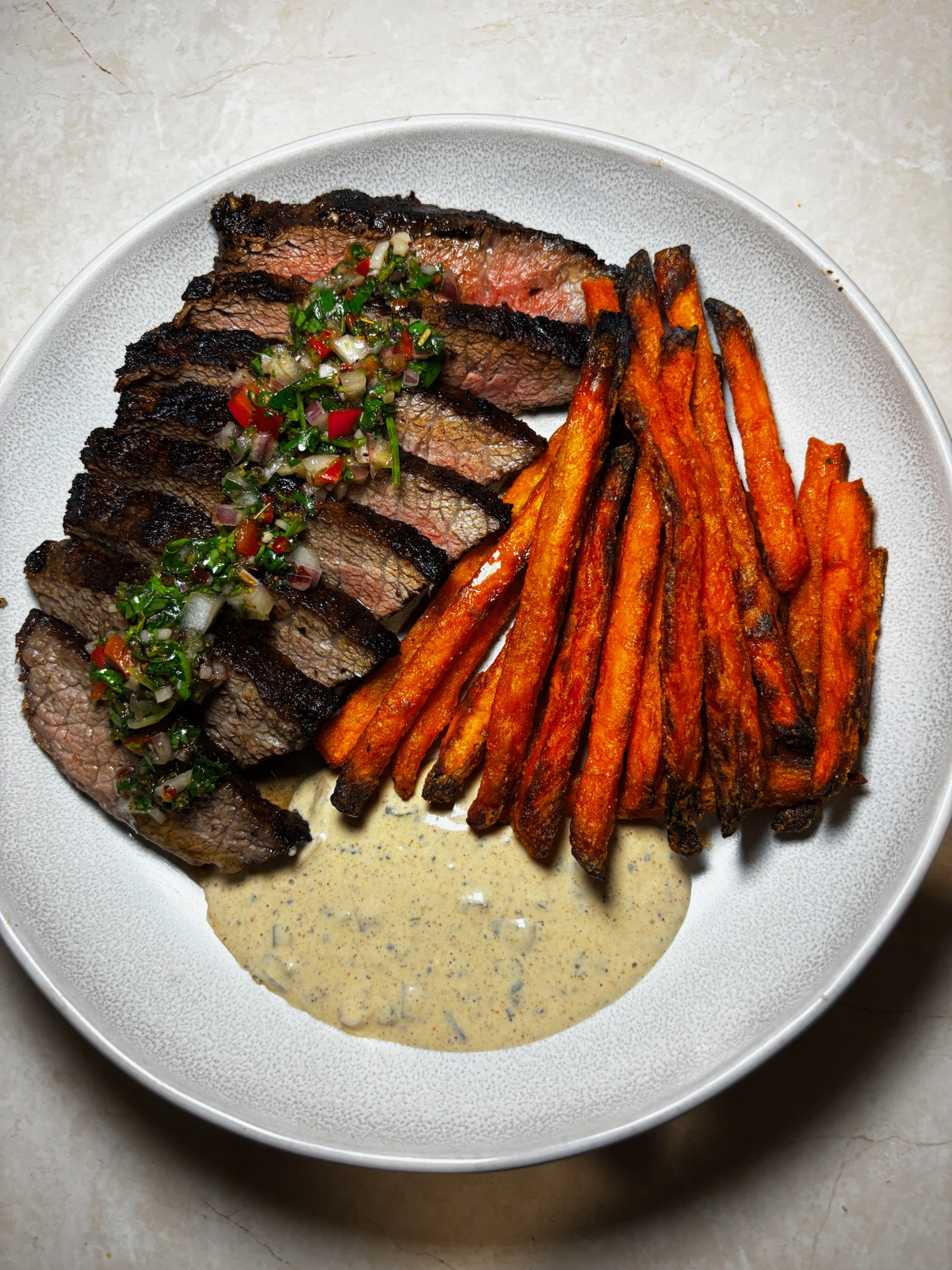 Meat and fries plate